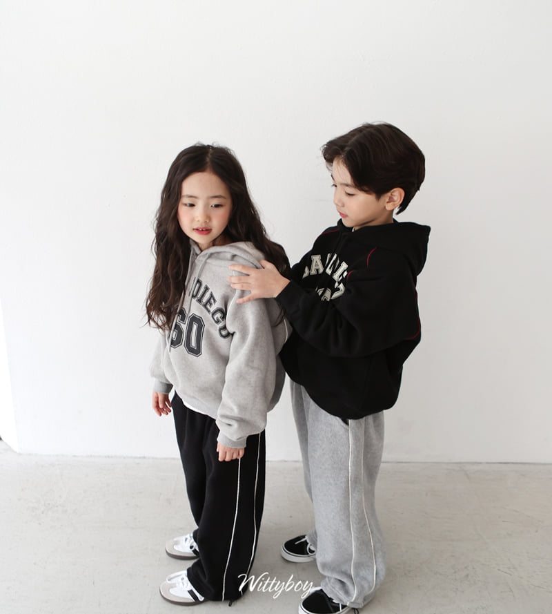 Witty Boy - Korean Children Fashion - #childofig - Line Fleece Pants - 7