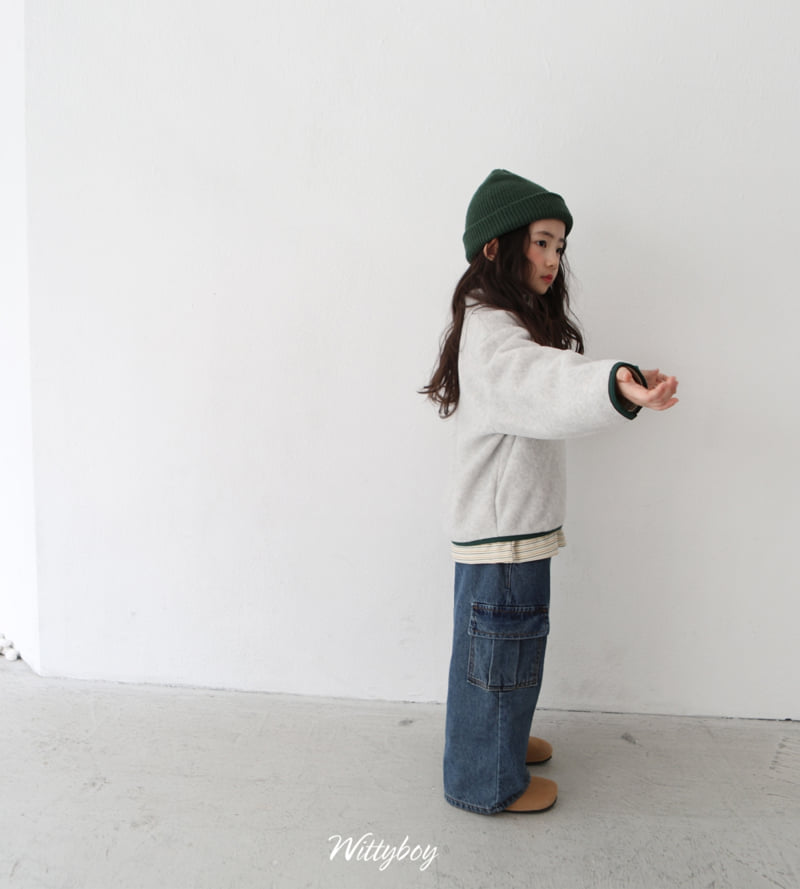 Witty Boy - Korean Children Fashion - #childrensboutique - Natural Cargo Bonding Denim Pants - 10