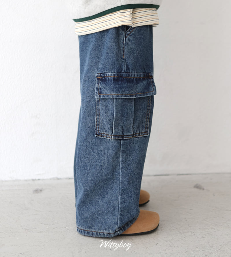 Witty Boy - Korean Children Fashion - #designkidswear - Natural Cargo Bonding Denim Pants - 11