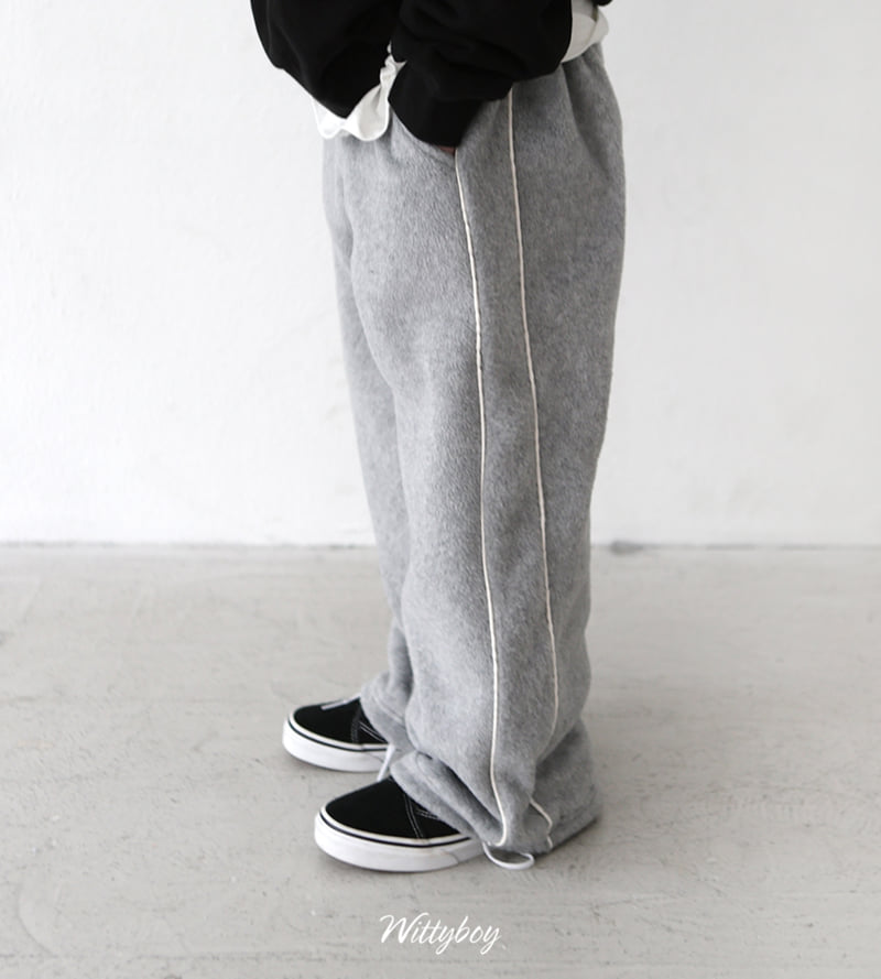 Witty Boy - Korean Children Fashion - #discoveringself - Line Fleece Pants - 10
