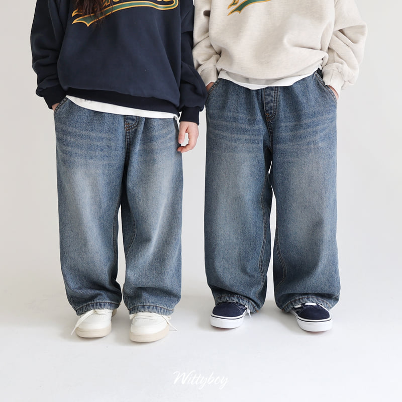 Witty Boy - Korean Children Fashion - #kidsshorts - Winter Old School Denim Pants