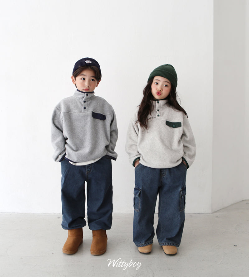 Witty Boy - Korean Children Fashion - #minifashionista - Natural Cargo Bonding Denim Pants - 6