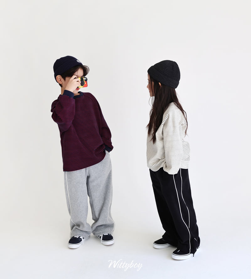 Witty Boy - Korean Children Fashion - #magicofchildhood - Line Fleece Pants - 4
