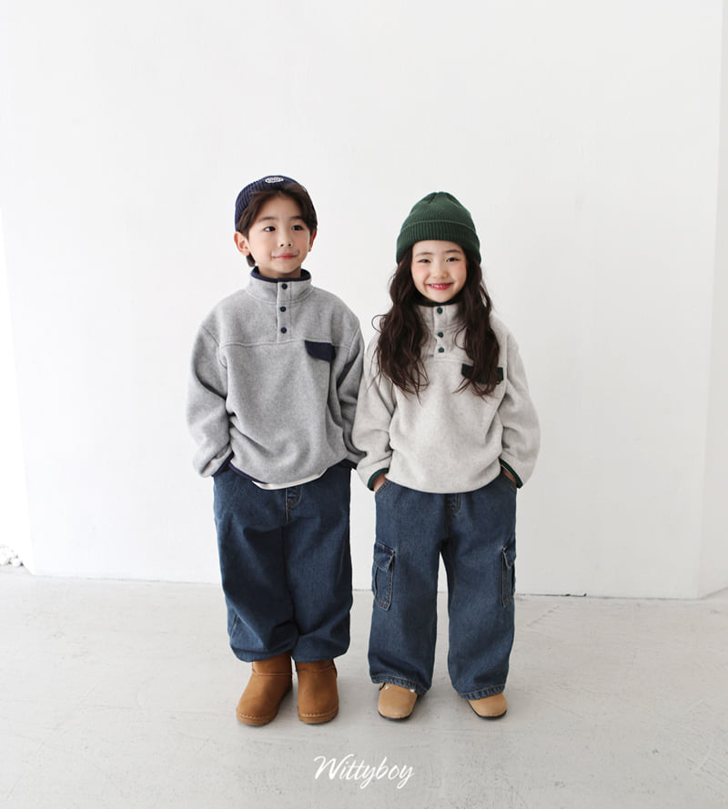 Witty Boy - Korean Children Fashion - #prettylittlegirls - Natural Cargo Bonding Denim Pants - 7