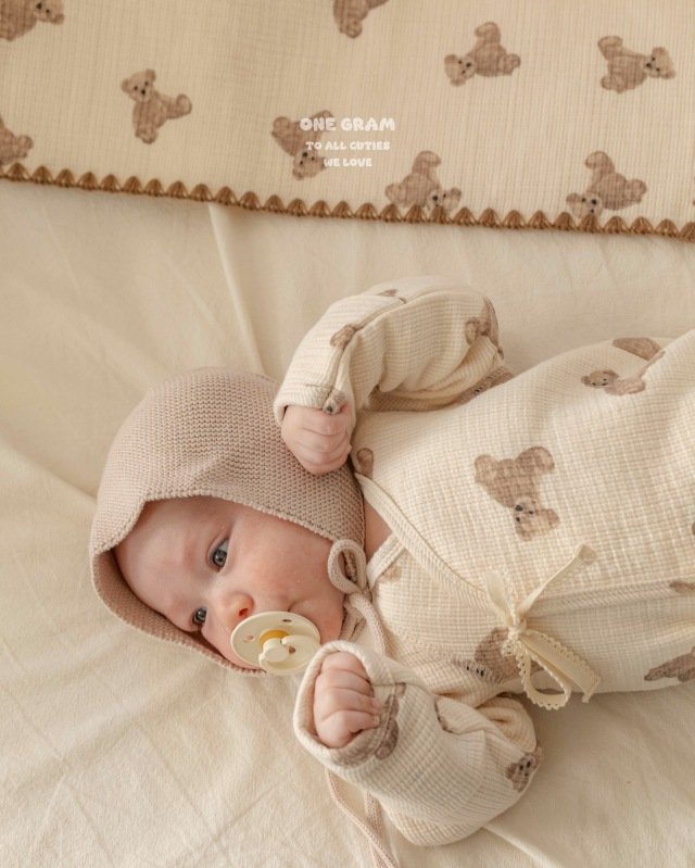 1 Gram - Korean Baby Fashion - #babyoutfit - Bobo Newborn Gown - 6