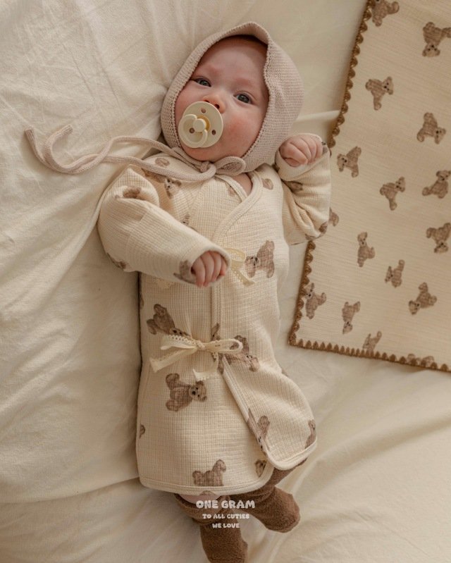1 Gram - Korean Baby Fashion - #babywear - Bobo Newborn Gown - 7
