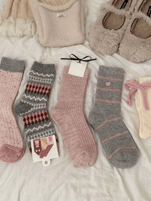 Pink Gray Socks Set