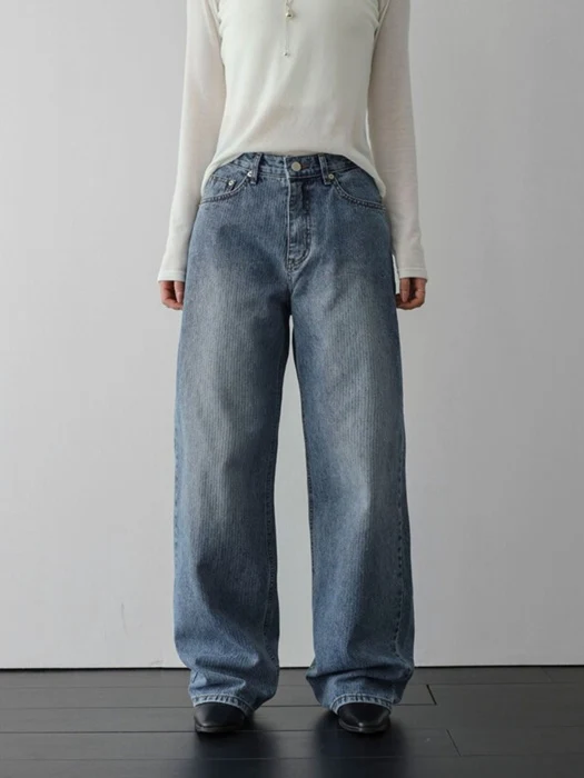 897 Ribbed Stripe Washed Denim Pants 897 Ribbed Stripe Washed Denim Pants