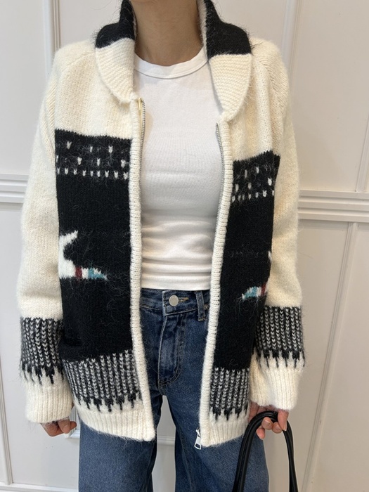 Jacquard Zip Cardigan Jacquard Zip Cardigan