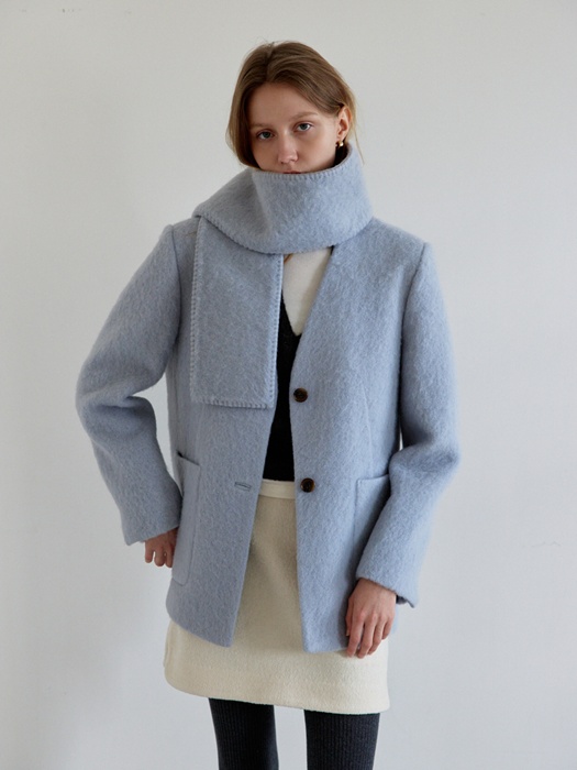 Cozy No Collar Jacket (with Muffler) Cozy No Collar Jacket (with Muffler)