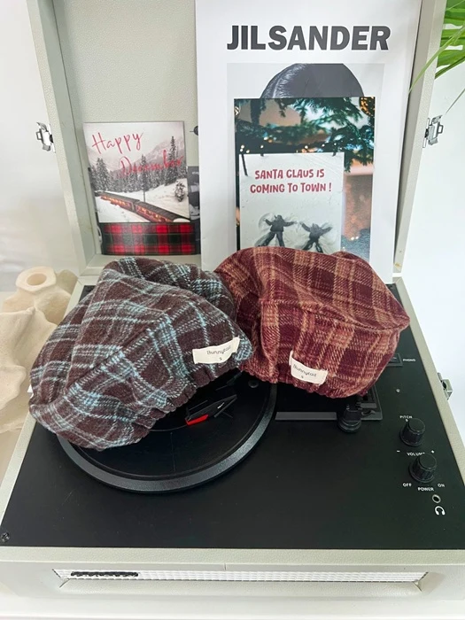 Rose Check Beret Rose Check Beret