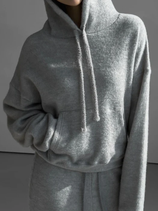 Hairy Texture Cozy Hooded Top Hairy Texture Cozy Hooded Top