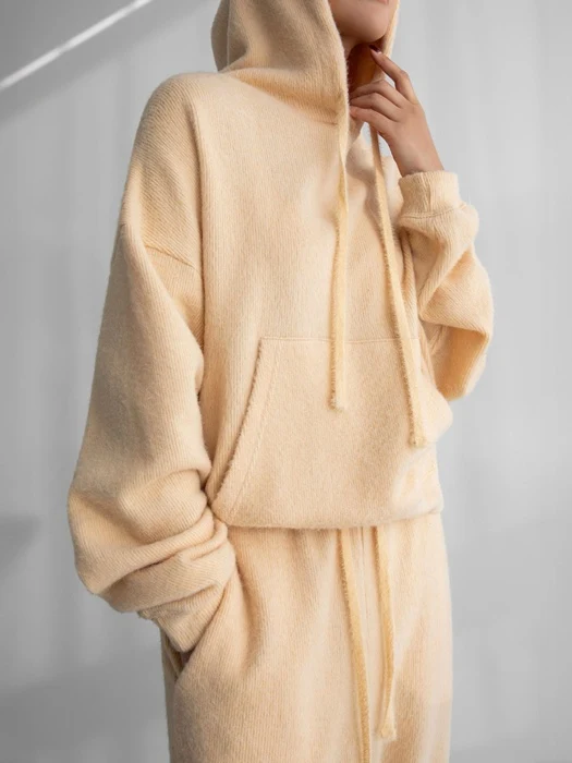 Hairy Texture Cozy Hooded Top Hairy Texture Cozy Hooded Top