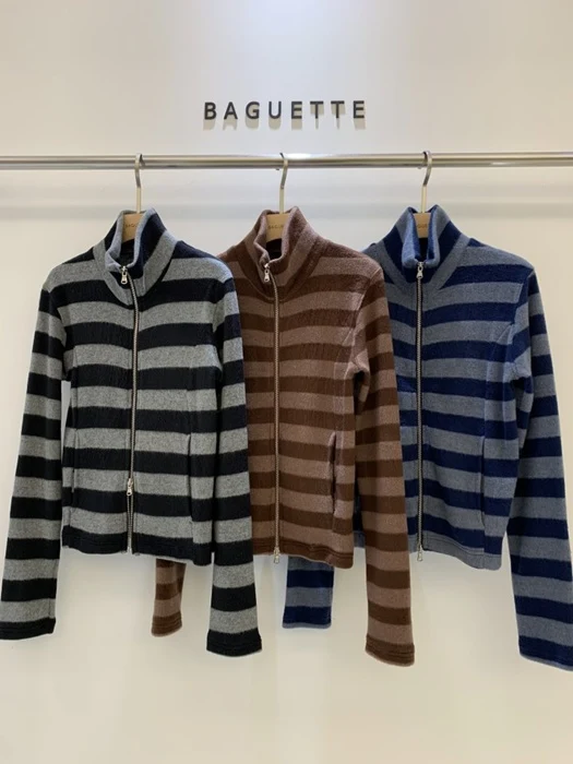 Crown Brushed Stripe Zip-Up