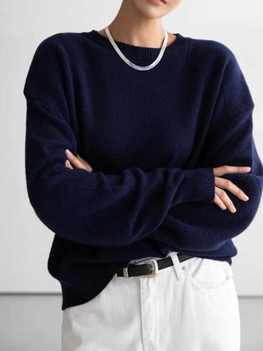 Double Knitting Shoulder Detail Round Neck Knit Double Knitting Shoulder Detail Round Neck Knit