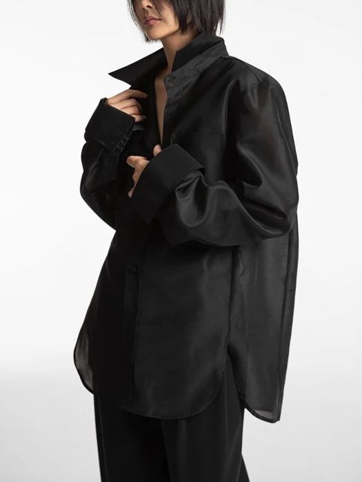 Luxe Double Sleeve Caos Detail Organza Shirt Luxe Double Sleeve Caos Detail Organza Shirt