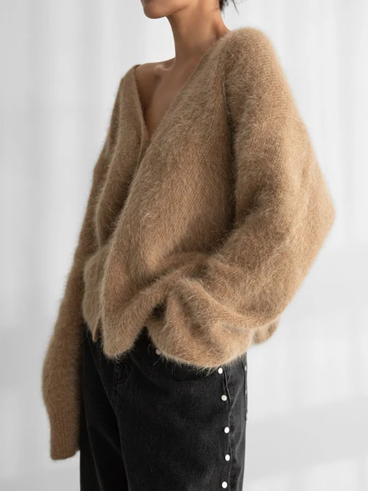 Luxe Mink Angora Knit Cardigan Luxe Mink Angora Knit Cardigan