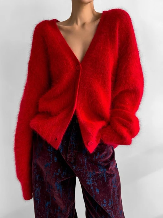 Luxe Mink Angora Knit Cardigan Luxe Mink Angora Knit Cardigan