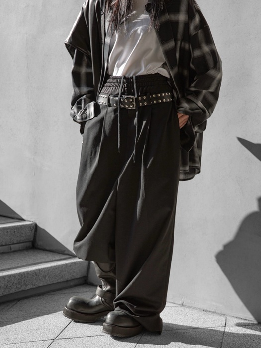 Luxe Banding Layered Detail Wide Pants Luxe Banding Layered Detail Wide Pants
