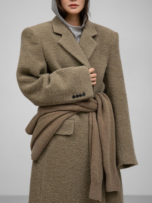 Luxe Bouclé Alpaca Wool Oversized Three Button Maxi Coat Luxe Bouclé Alpaca Wool Oversized Three Button Maxi Coat