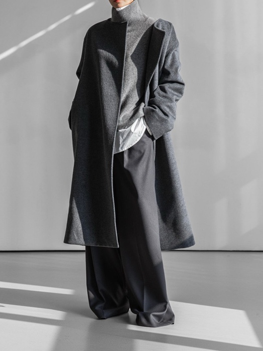 Luxe Cashmere Wool Stitch Point Robe Belted Coat Luxe Cashmere Wool Stitch Point Robe Belted Coat