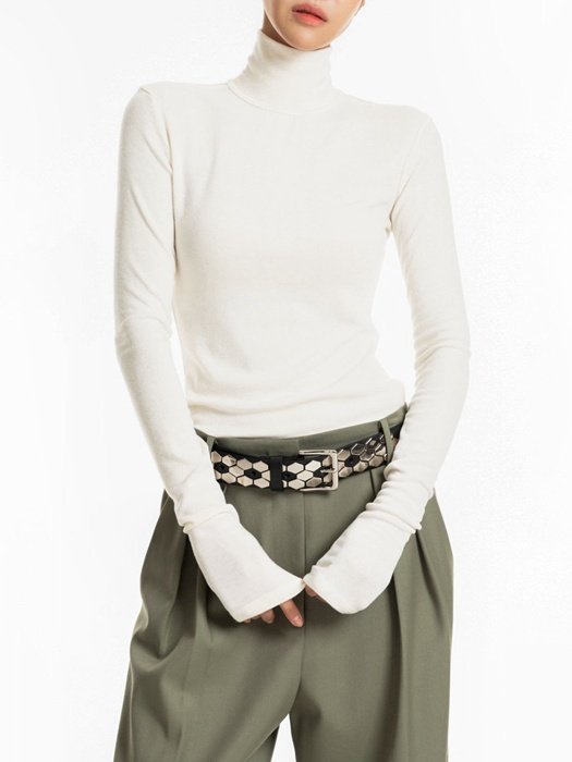 Back Open Detail Turtleneck Long Sleeve Tee Back Open Detail Turtleneck Long Sleeve Tee