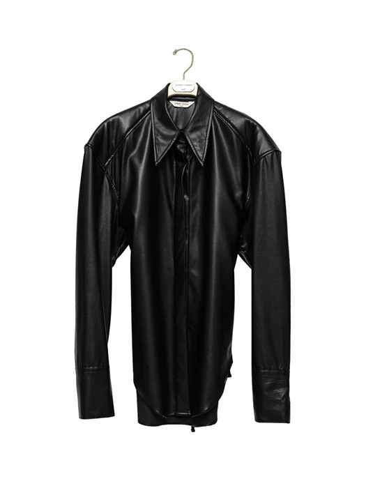 Vegan Padded Shoulder Button Down Shirt Vegan Padded Shoulder Button Down Shirt