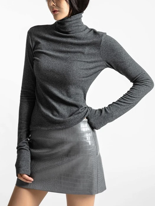 Soft Warm Texture Classic Turtleneck Tee Soft Warm Texture Classic Turtleneck Tee