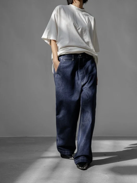 Stitch Detail Wide Baggy Denim Pants Stitch Detail Wide Baggy Denim Pants