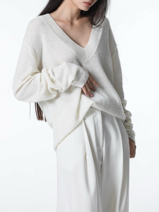 Alpaca Wool Deep V Neck Knit Top Alpaca Wool Deep V Neck Knit Top