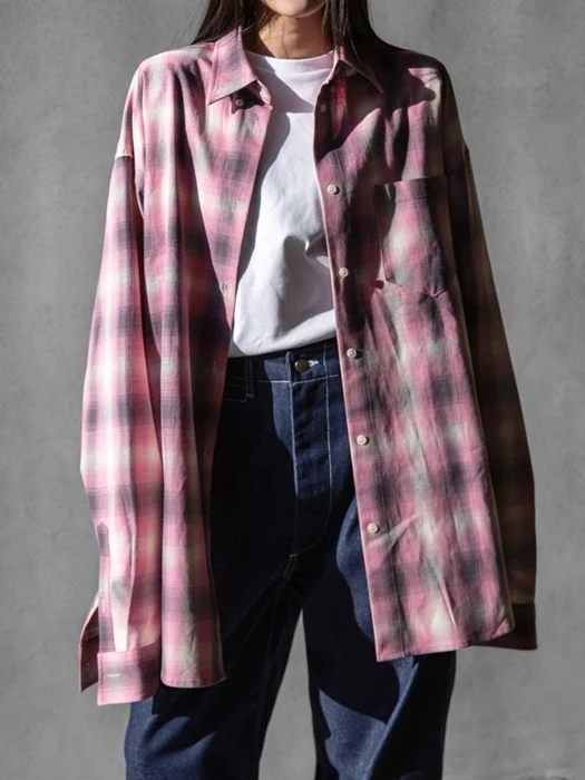 Oversized Plaid Check Button Down Shirt Oversized Plaid Check Button Down Shirt