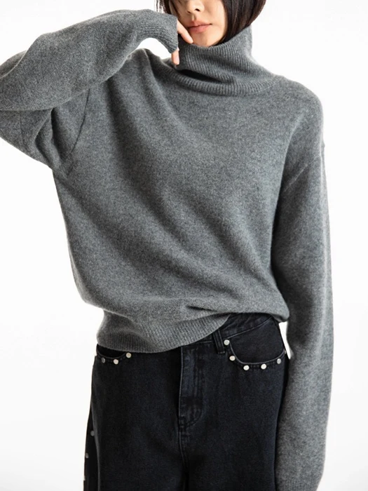 Classic Cashmere Blend Wool High Neck Knit Top Classic Cashmere Blend Wool High Neck Knit Top