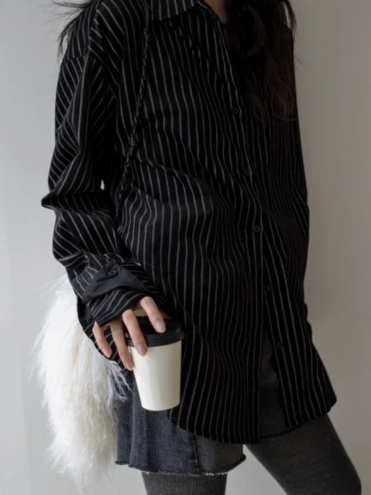 Double Cuffs Stripe Corduroy Shirt Double Cuffs Stripe Corduroy Shirt