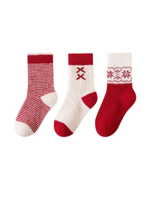 Smile Snowflake Ribbon Socks Set