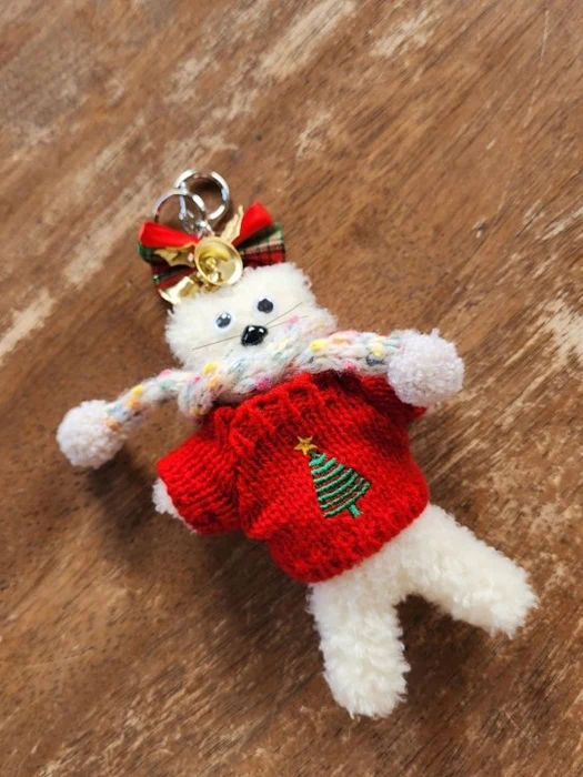 Christmas Bearded Cat Keyring
