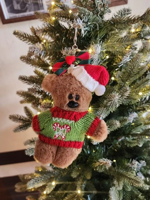 Christmas Crooked Bear Keyring