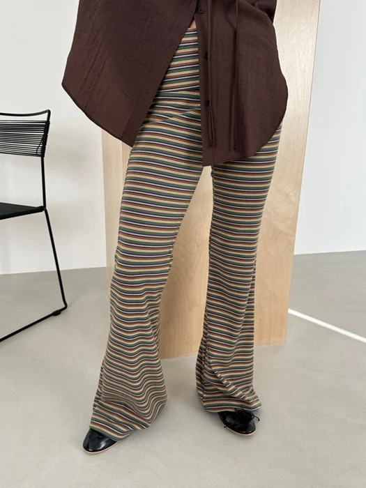 Warm Stripe Bootcut Pants Warm Stripe Bootcut Pants