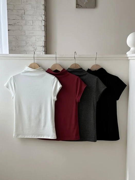 Cap Sleeve Half Turtleneck Tee Cap Sleeve Half Turtleneck Tee