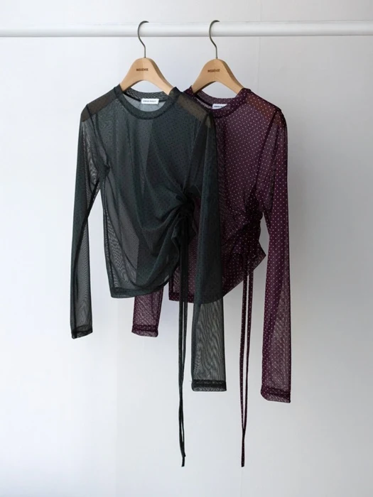 Dot Sheer Mesh Side String Tee Dot Sheer Mesh Side String Tee