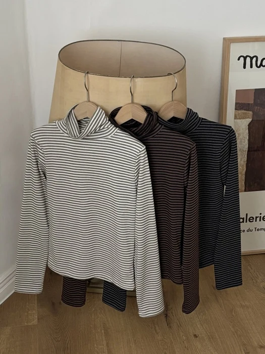 Fleece Stripe Turtleneck Tee Fleece Stripe Turtleneck Tee