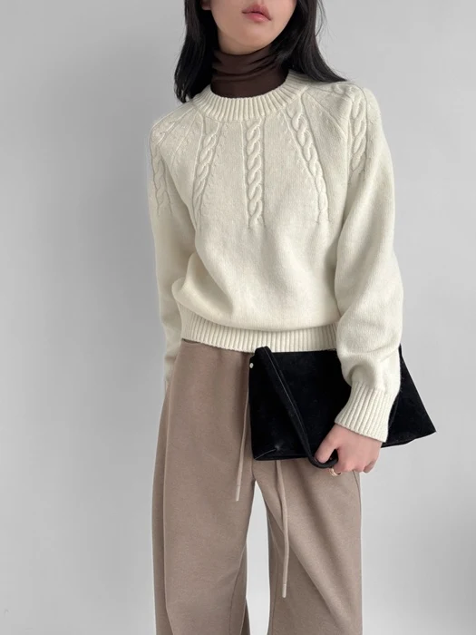 Latte Round Cable Knit