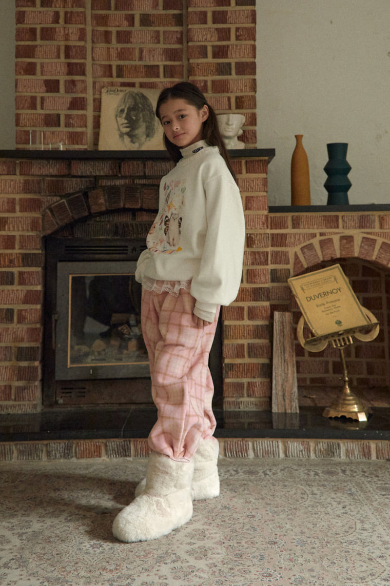A-Market - Korean Children Fashion - #littlefashionista - Cat Love Lace Sweatshirt - 5