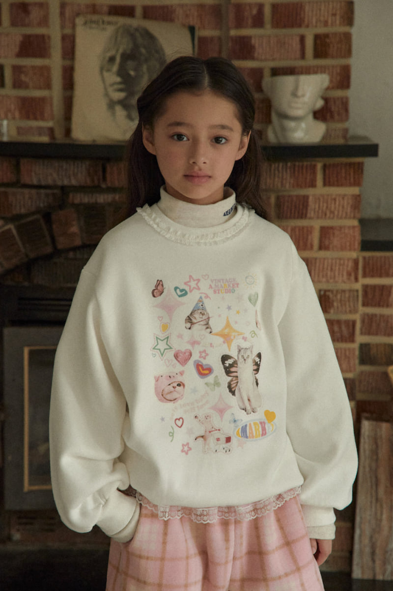 A-Market - Korean Children Fashion - #magicofchildhood - Cat Love Lace Sweatshirt - 6