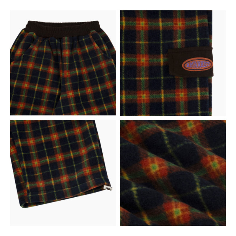 A-Market - Korean Children Fashion - #minifashionista - Check Fleece Pants - 12