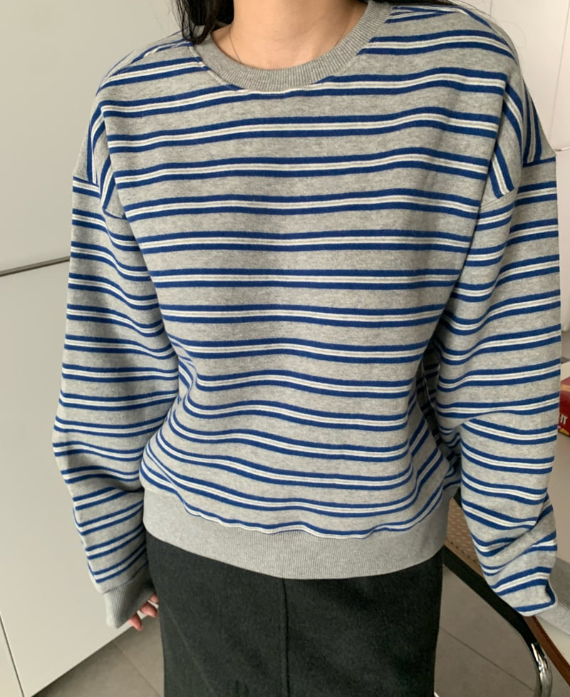 Allu - Korean Women Fashion - #momslook - Double Fleece Stripe Sweatshirt