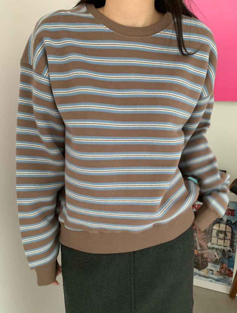 Allu - Korean Women Fashion - #momslook - Double Fleece Stripe Sweatshirt - 11