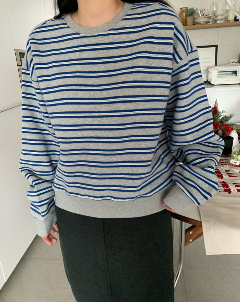Allu - Korean Women Fashion - #momslook - Double Fleece Stripe Sweatshirt - 3