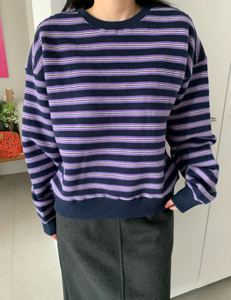 Allu - Korean Women Fashion - #momslook - Double Fleece Stripe Sweatshirt - 5