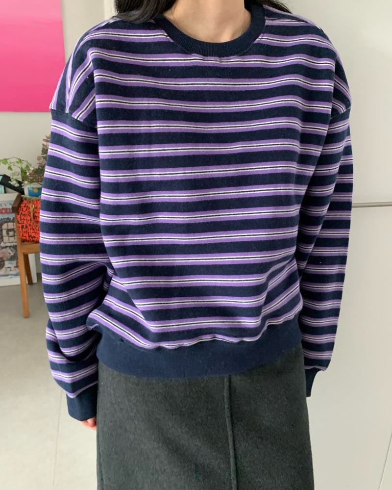 Allu - Korean Women Fashion - #momslook - Double Fleece Stripe Sweatshirt - 7