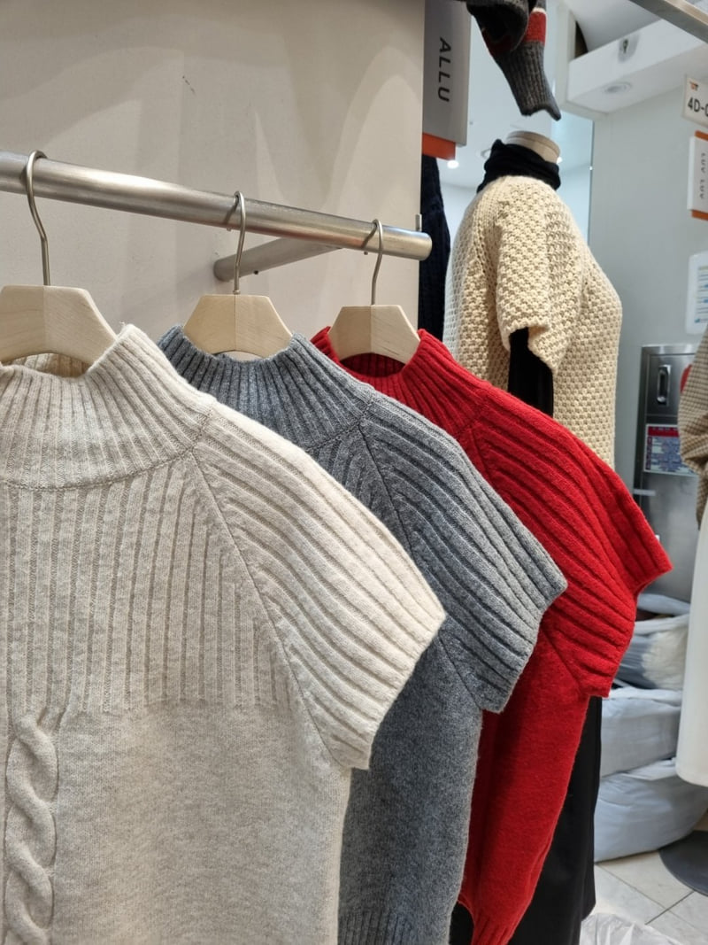 Allu - Korean Women Fashion - #womensfashion - Amber Cable Half Turtleneck Knit - 2